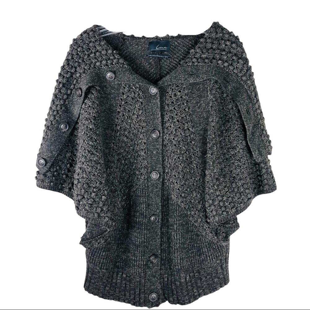 Line the Label brown popcorn ribbed button dolman short sleeve cardigan medium